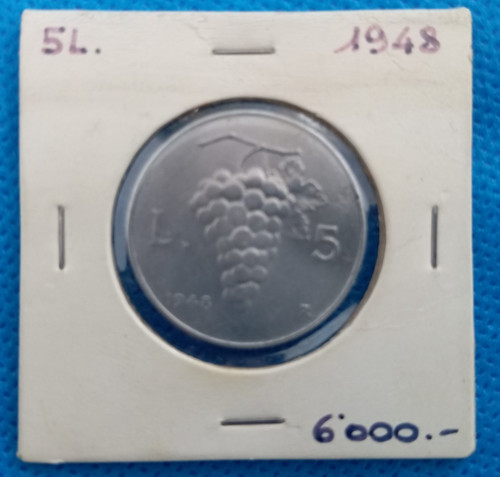 Moneta lire 1948 - 1948, uva
