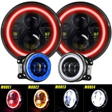 2x 7" RED Halo LED Headlights