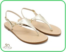 Sandali da Donna Artigianali in cuoio infradito bassi Capri Positano capresi Oro