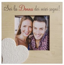 Regalo Festa Della Donna cornice Foto , in legno con dedica Mis.24x24 Cm