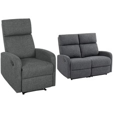 HOMCOM Divano 1/2 Posti Reclinabile a 145° Rivestito in Ciniglia Grigia