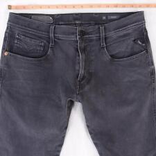 Uomos Replay M914 ANBASS Slim Affusalato Elasticizzato Grigio Jeans W34 L28