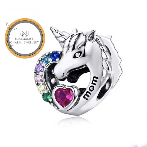 Charm unicorno cuore mamma - cuore,