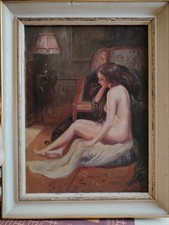 Carlo Siviero "Pensieri" Napoli 1882- Capri 1953 Pittura Napoletana Autentico 