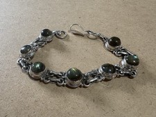 Bracciale Argento 925 E Cabochon Tondi Di Labradorite Etnico 24GR 20CM