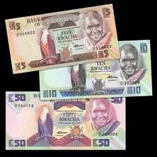 ZAMBIE lot 3 billets 5 10 et