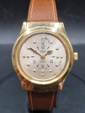 Orologio ARSA Swiss Uomo QUADRANTE BRAILLE 34mm Placcato Oro Quarzo per RICAMBI/RIPARAZIONI