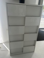 CASSETTIERA 6 CASSETTI BIANCO LACCATO LUCIDO CON MANIGLIA A RIALZO SU CASSETTO