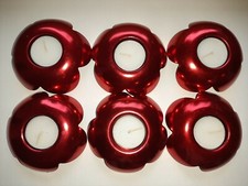 IKEA lotto stock 6 porta tealight + 6 candele metallo rosso metallizzato fiore