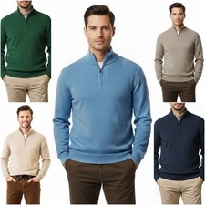 Maglione Uomo Invernale Mezza Zip Pullover Collo alto Maglioncino con Cerniera l