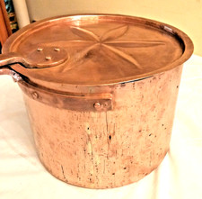   ANTICA PENTOLA IN RAME CON COPERCHIO E MANICO IN RAME VEDI FOTO LEGGI