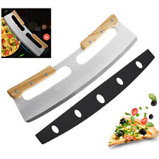 Tagliapizza in acciaio inox coltello pizza mezzaluna cutter doppio manico protezione lama