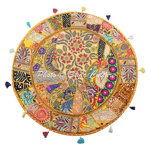 Pouf rotondo ottomano vintage