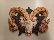 PENTACOLO STELLA CAPRO MAGIA GOTHIC METAL ROCK WICCA SATANA DECORAZIONE RESINA