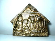 Presepe quadro in terracotta colore oro da appendere a muro chiesa religione
