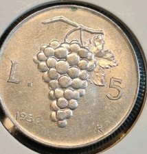 Italia 5 Lire 1950 R "Uva" In