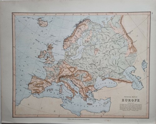 1878 antica mappa fisica - antica,