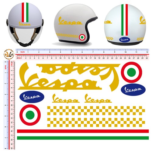 Vespa adesivi casco pvc oro