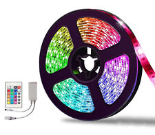 Striscia LED RGB Adesiva 5M Tagliabile Con Telecomando Alimentatore 12V SMD 5050