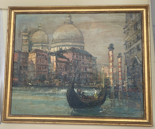 Olio tela venezia canal - venezia,