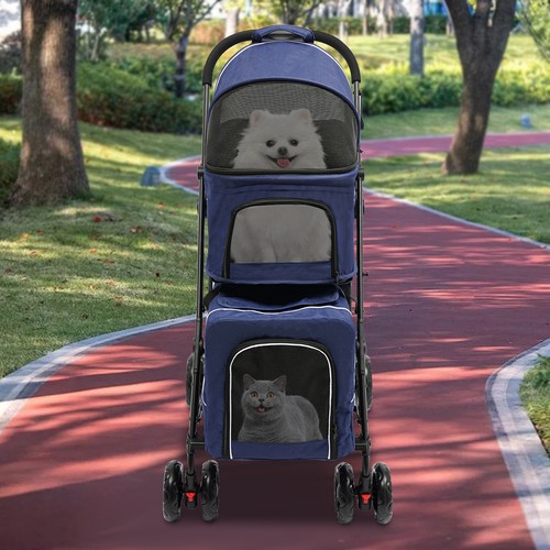 Passeggino doppio blu - blu, cani