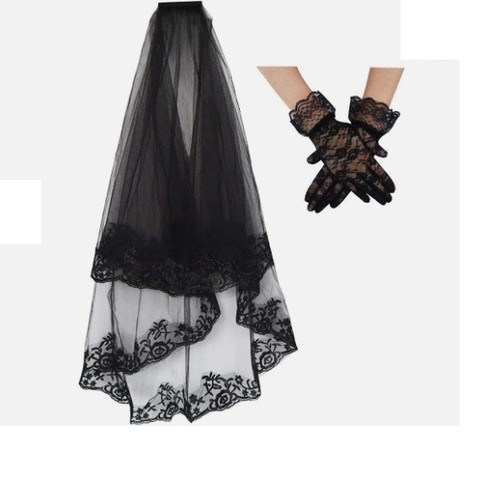 Velo pizzo nero sposa