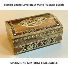 SCATOLA Rettangolare COFANETTO IN LEGNO Lavorato A Mano Portagioie Arredamento