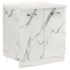 Mobile Base Cucina Componibile in Legno Bianco Effetto Marmo 2 Ante 2 Scomparti