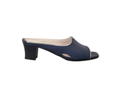 SCARPE SANDALI CIABATTE DONNA STARLET PELLE BLU NUMERO 36 TACCO BASSO MADE ITALY
