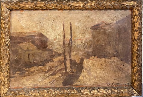 Dipinto antico olio su - olio,