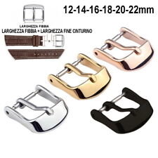 FIBBIA CINTURINO OROLOGIO ORO ROSA ARGENTO ARGENTATA NERA 12-14-16-18-20-22mm