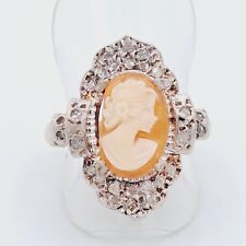 anello con cammeo e rose corone' in oro 9KT  e argento 925KT