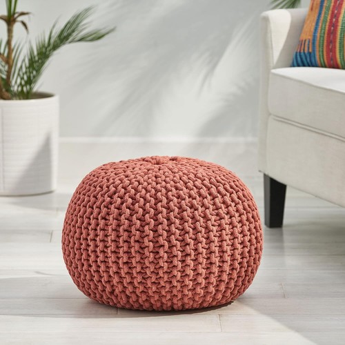 Modern cotton pouf - modern,