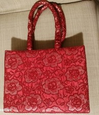 Borsa Rossa In Pizzo Ricamata