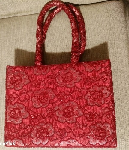 Borsa rossa pizzo ricamata - pizzo,