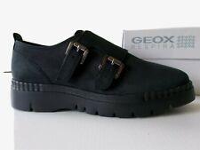 Geox D Emsley scarpe donna Pelle Nubuck nero platform 4cm c/fibbie n36.5 €125