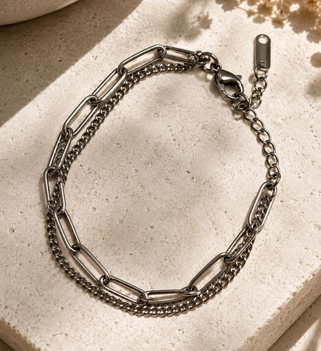 Bracciale acciaio inox doppio - acciaio,