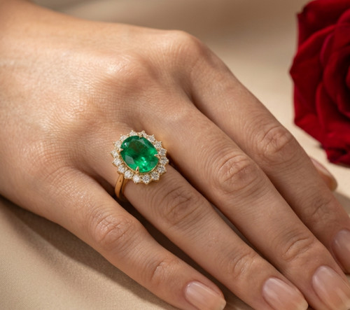 Anello smeraldo taglio ovale - smeraldo,