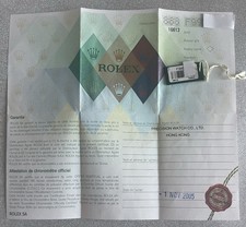 Rolex Submariner 16613 Guarantee Warranty Garanzia 2005