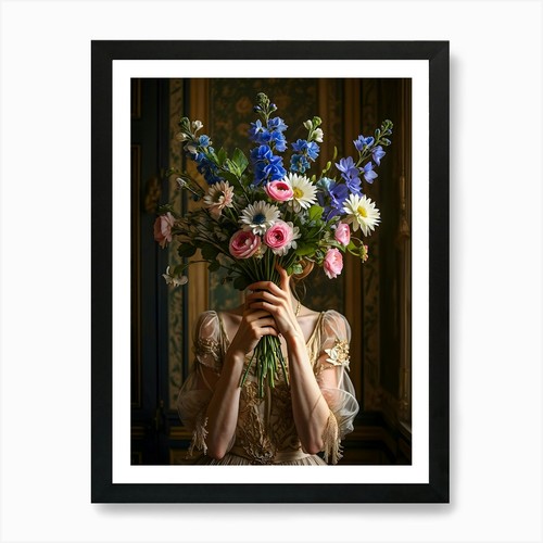 Ritratto donna con fiori - di,