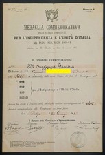 Regno - Diploma Medaglia Guerre per l'Indipendenza e Unità d'Italia - 1859 60-61
