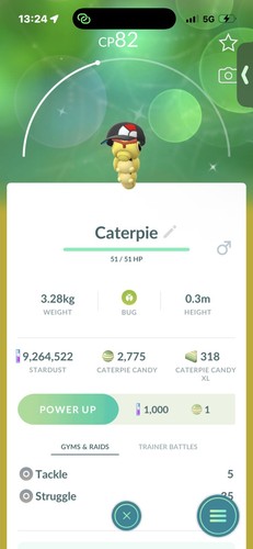 Pokemon shiny caterpie cap - pokemon,