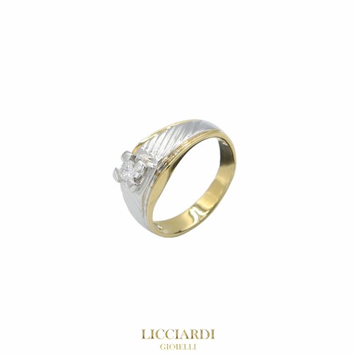 Anello solitario uomo oro