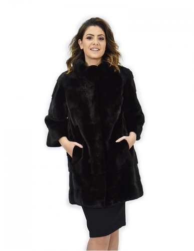 Cappotto nero pelliccia - cappotto, 50
