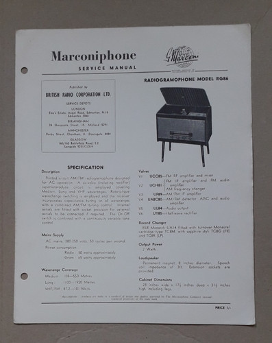 Marconiphone model rg86 - marconiphone,