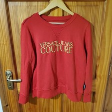 Felpa donna VERSACE JEANS COUTURE logo ricamato girocollo rosso taglia M/10