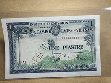 1 Banconote Piastre Indocine esemplare P-105s 1954 originali d'epoca_negozio LDP.
