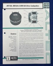 Scheda tecnica vintage Altec
