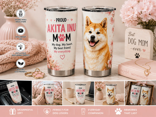 Bicchiere cane akita mamma - bicchiere,