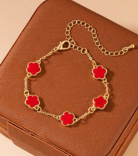 Bracciale fiori rossi acciaio - fiori,